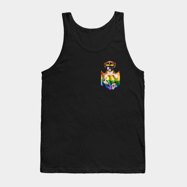 Boxer In Pocket LGBT Pride Flag For Dog Lovers Tank Top by Terryeare